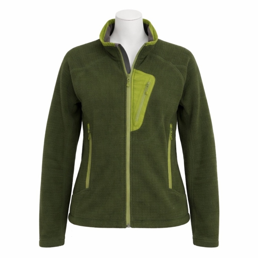 Size S MEC Women’s Polartec Fleece Zip Up Jacket Green Outdoor Cozy